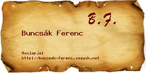 Buncsák Ferenc névjegykártya